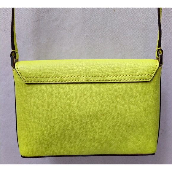 Kate Spade New York Highlighter Yellow Leather Turnlock Crossbody Bag - Picture 3 of 16